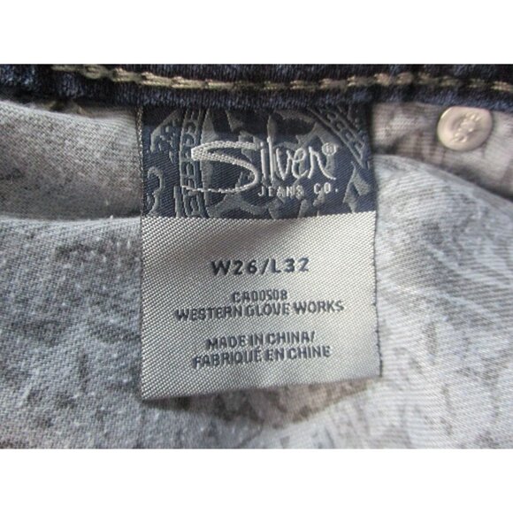 Silver Jeans Women's 26x32 Suki Surplus Flare Blue Denim Pants Stretch Bootcut - Picture 9 of 10